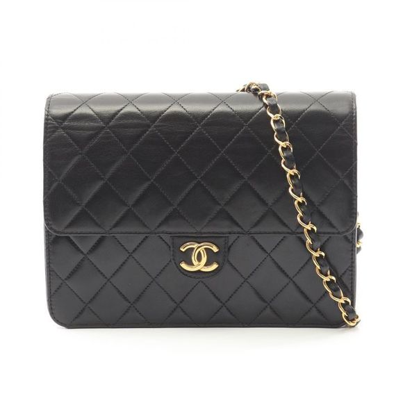 Chanel Handbags - Chanel Shoulder Bag Matelasse Single Flap Black Lambskin Matelasse Push Lock